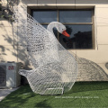 Abstract large metal iron swan sculpture for outdoor decoration